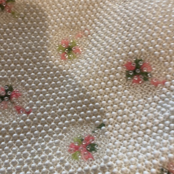 Vintage Beaded Mid-Century Handbag White & Pink Floral Handbag EUC OS - Picture 3 of 5